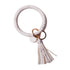 Rainbery Multiful Tassel Keychain Enamel PU Leather O Key Chain Monogram Circle Wristlet Keychain For Women Girls - menochic